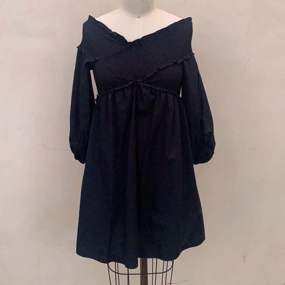 Smocked Navy Dress